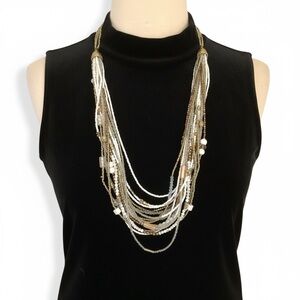 Chico’s Multi Strand Beaded Statement Long Necklace